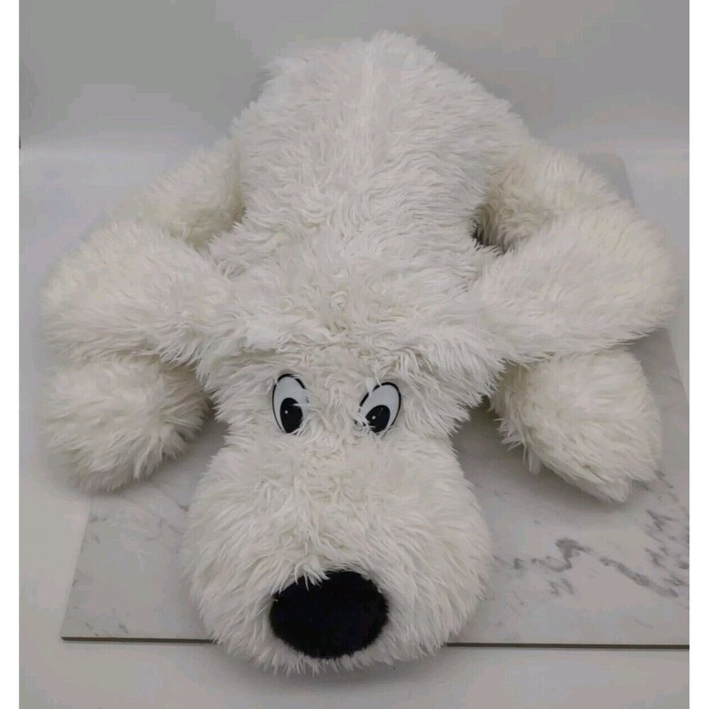 Incredible Petable Dog Plush Floppy Puppy 22" Long Laying Stuffed Fluffy White